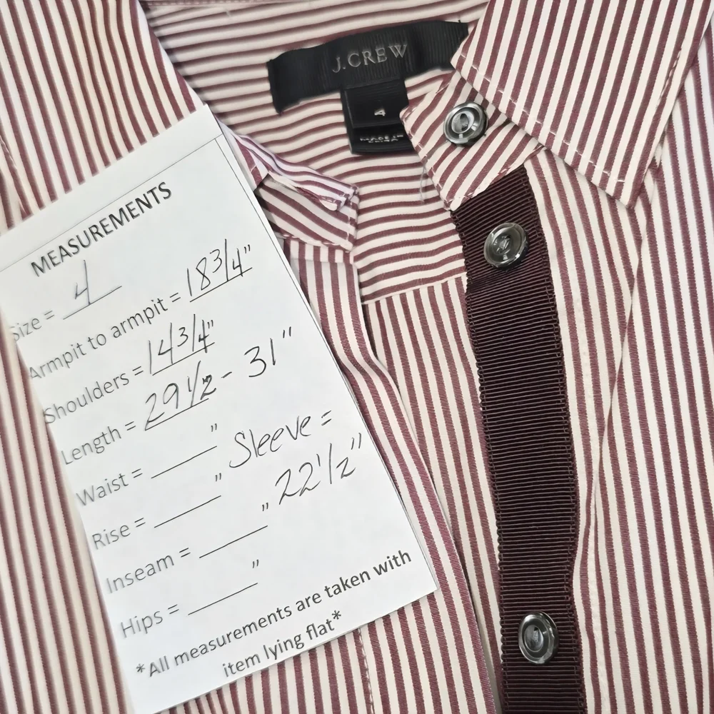 LNWOT  -  J.Crew Women's Endless Burgundy & White Striped Button Down Shirt